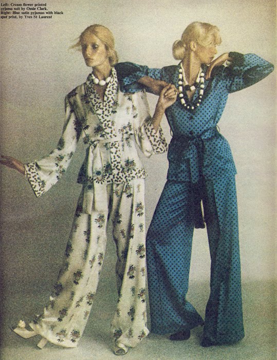 Left: Ossie Clark, Right: Yves Saint Laurent