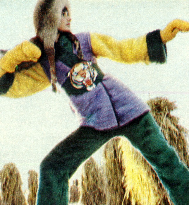 Borg fur kimono-cut jacket and ankle length trousers by Foale and Tuffin