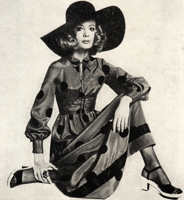 Dress by Jean Muir - shoes by Rayne