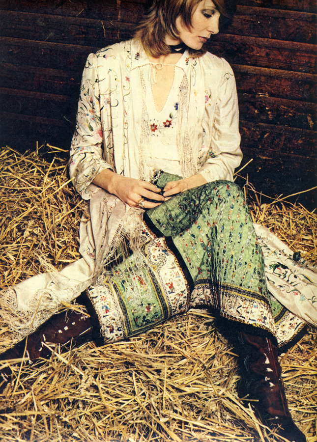 Blouse, waistcoat and skirt from Emmerton Lambert, Chelsea Antique Market. Boots by Sacha.