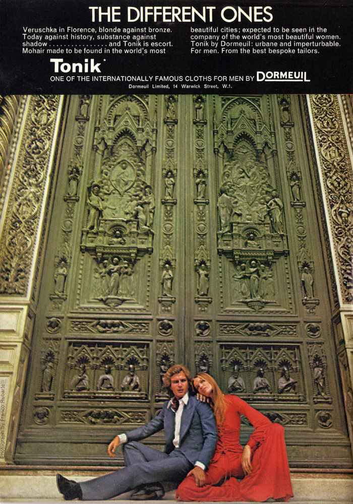 Veruschka in Florence, blonde against bronze. Today against history, substance against shadow... and Tonik is escort.