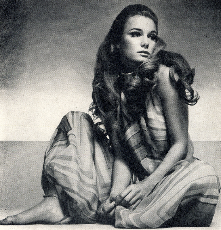 Polo necked harem pyjama dress. Striped chiffon, all colours of a rainbow. 68 gns from Savita.