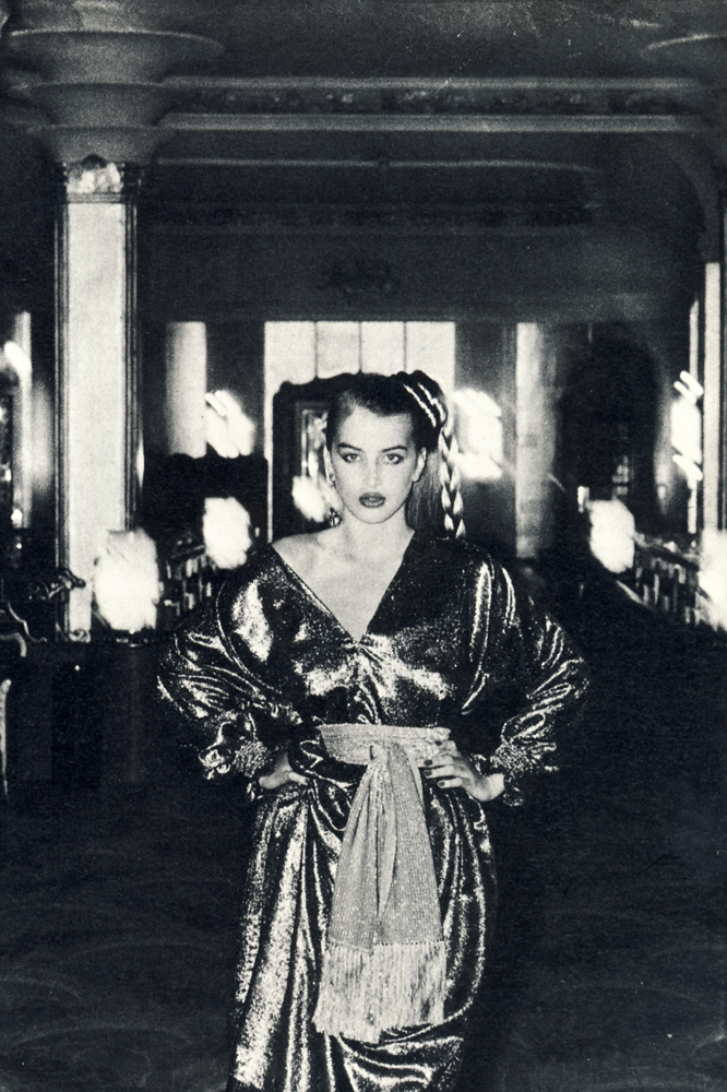 Hooded top and skirt by Anne Buck from Lucienne Phillips. Gold sash by Linette Greco