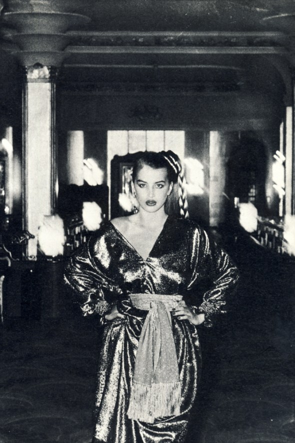 Hooded top and skirt by Anne Buck from Lucienne Phillips. Gold sash by Linette Greco