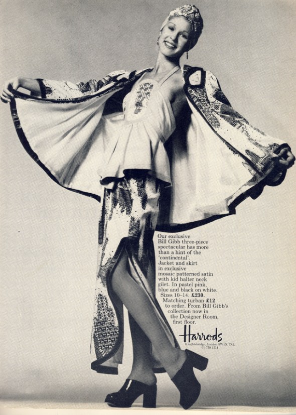 bill gibb harrods advert vogue march 1973
