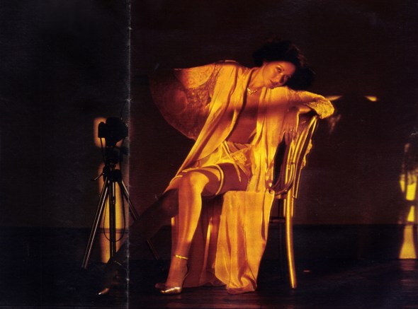 Negligee from Retro. French knickers from Janet Reger. Stockings from Wardrobe. Shoes from Russell and Bromley.