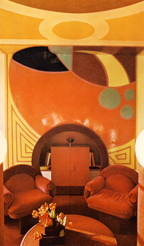 Max Clendinning's carpet revolution. Furniture and lamp, from Christopher Strangeways's shop, Kings Road -- Jon Wealleans, Charles Dillon good design here too.