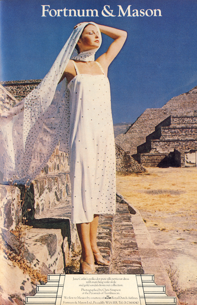 Jane Catlin's polka dot pure silk petticoat dress with matching voile stole and gold sandals from our collection.